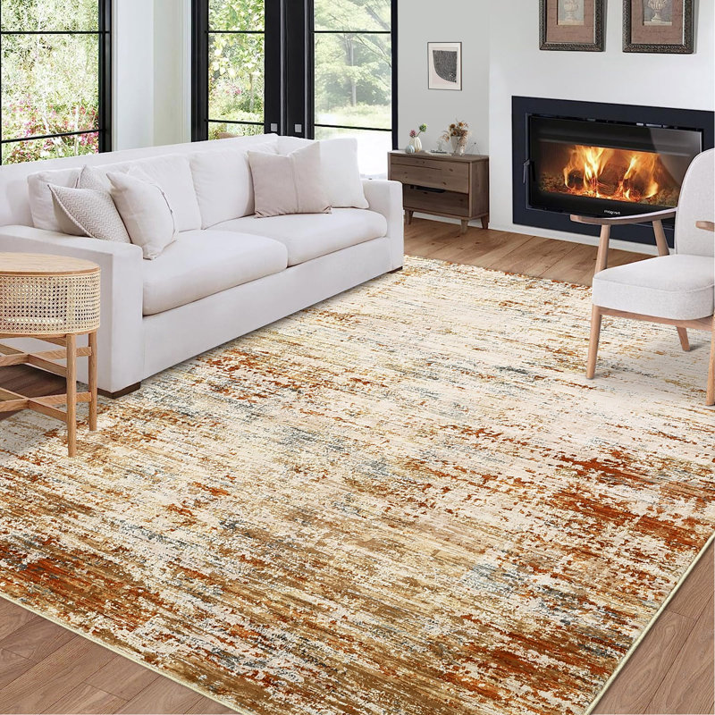 Abstract Machine Printed Area Rug, Rectangle 160 x 230 cm
