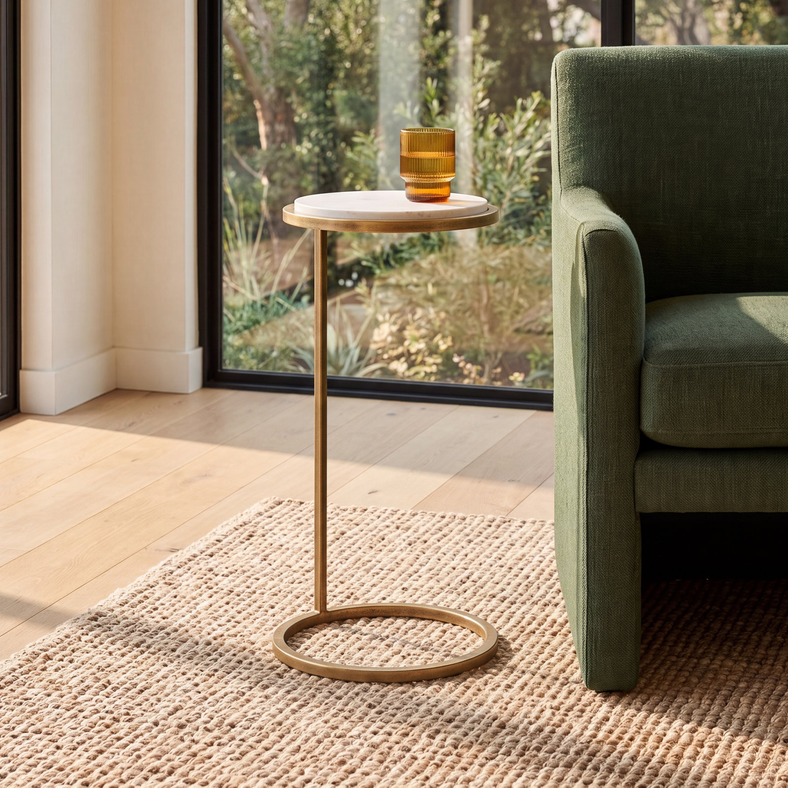 Cinna End Table, White Top/Gold Base