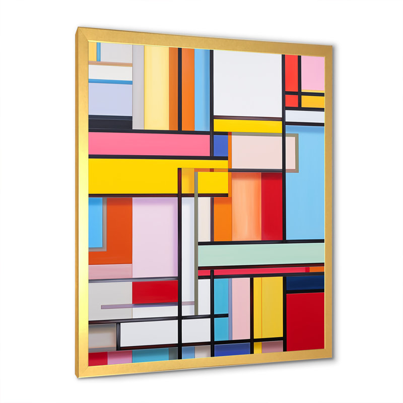 Rainbow De Stijl Abstraction - Formes abstraites, impressions d'art mural, H 44 po x l 34 po x P 1,5 po