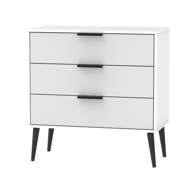 Fully Assembled Euart 3 Drawer Chest, Grey Matt/Black