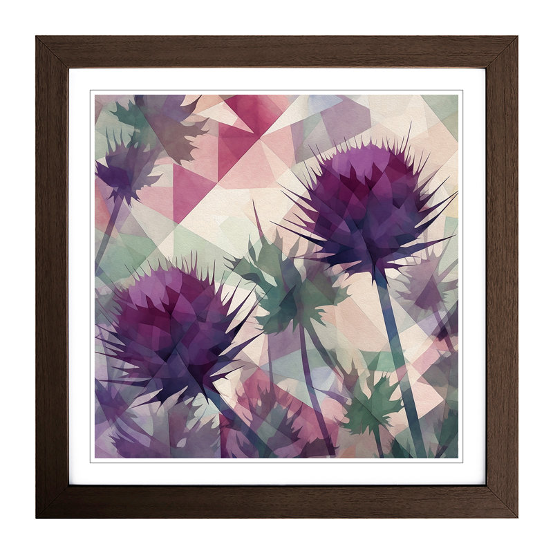 Thistle Geometric - Framed Print, Walnut