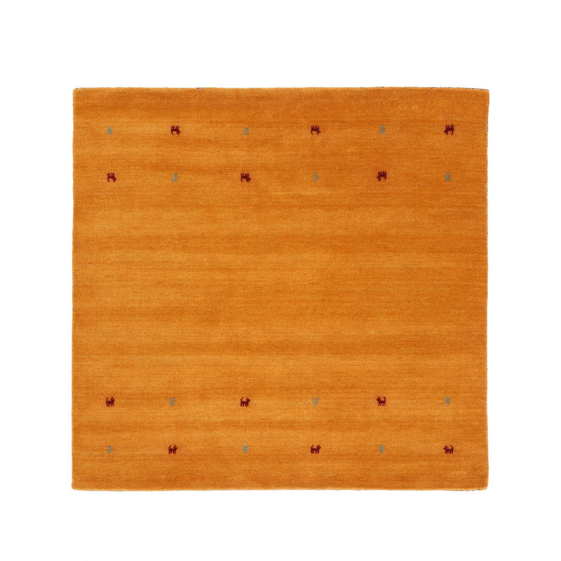 Handwoven Wool Gabbeh Uni Yellow Rug, Square 200cm
