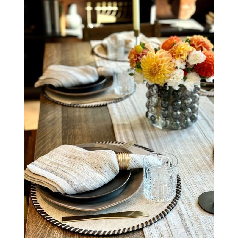 Midas Striped Table Runnner, Sage