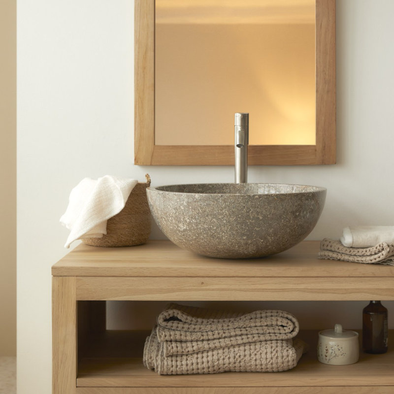 Skins Stone Circular Bathroom Sink, Grey