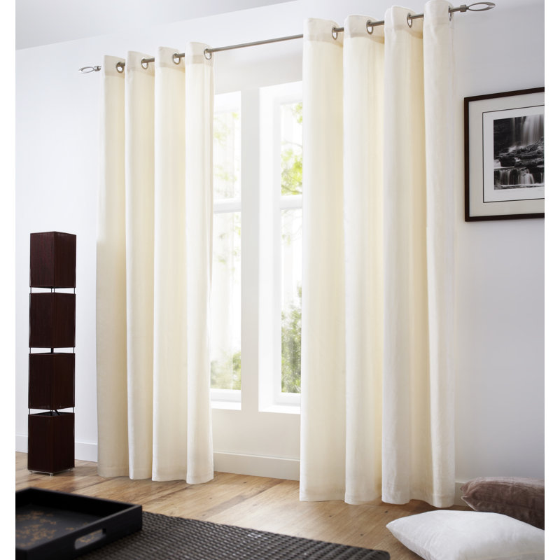 Velvet Room Darkening Curtain, Cream, 144 W x 228 D cm