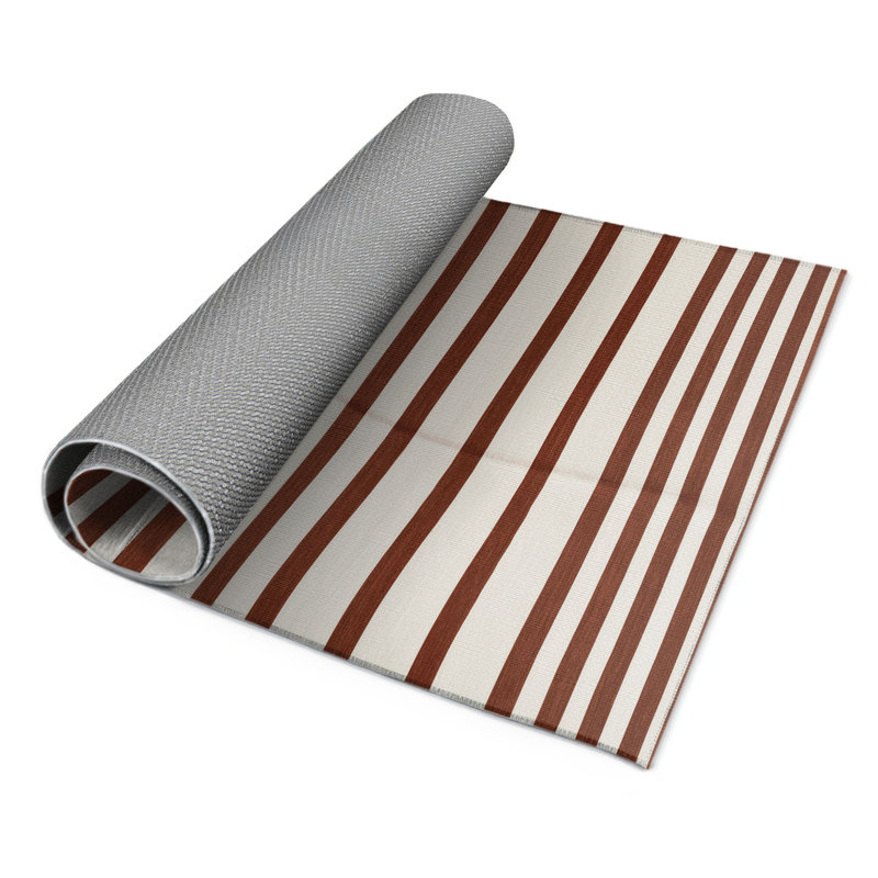Tapis intérieur / extérieur beige HorizontalStripes, Rectangulaire 3 pi x 5 pi