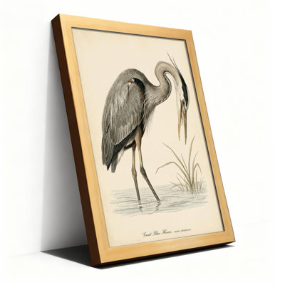 «Great Blue Heron Bird», reproduction d'art sur toile tendue sur toile (ensemble de 1)