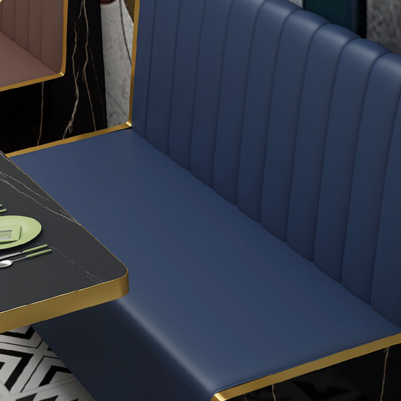 Banc rembourré en similicuir Nordic Light Luxury, Bleu marine