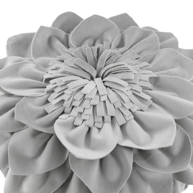 Coussin décoratif décoratif avec coussin décoratif fait à la main fleur 3D avec insert pour décoration intérieure, Gris