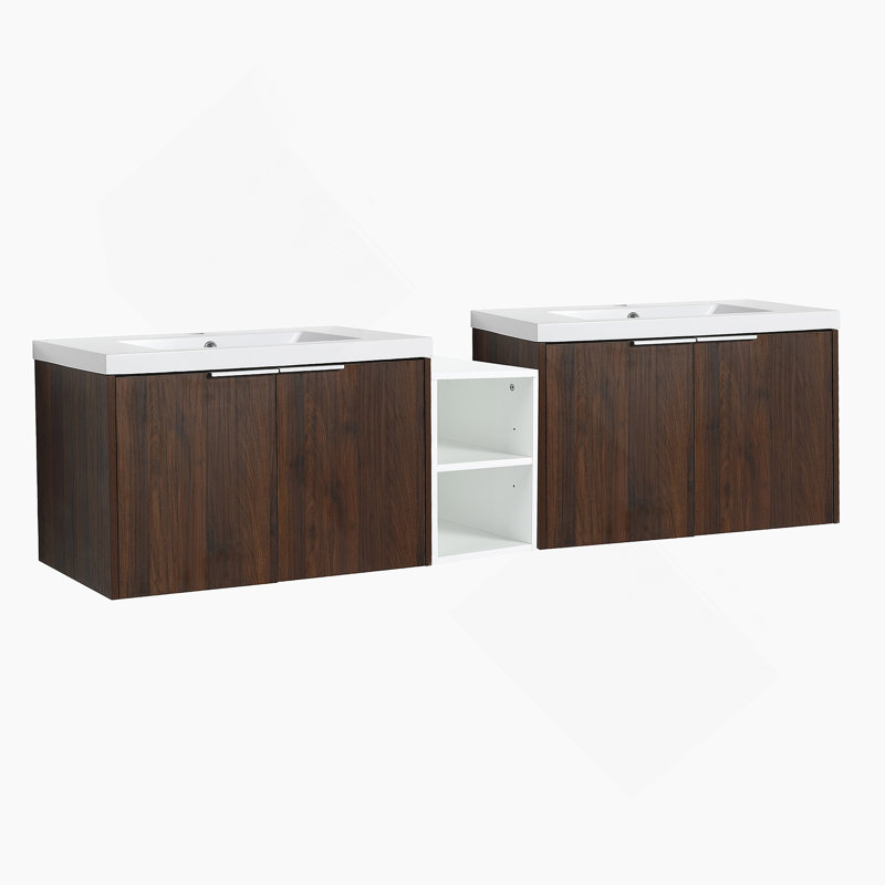 Meuble-lavabo 72 po à fermeture en douceur avec lavabo, Noyer de Californie, 72"