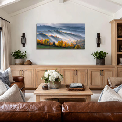 Art mural grand paysage d'automne - décor mural d'automne, estampes rétro d'automne pour le salon, peintures d'automne rustiques pour toile tendue avec cadre mural, 24 po x 48 po