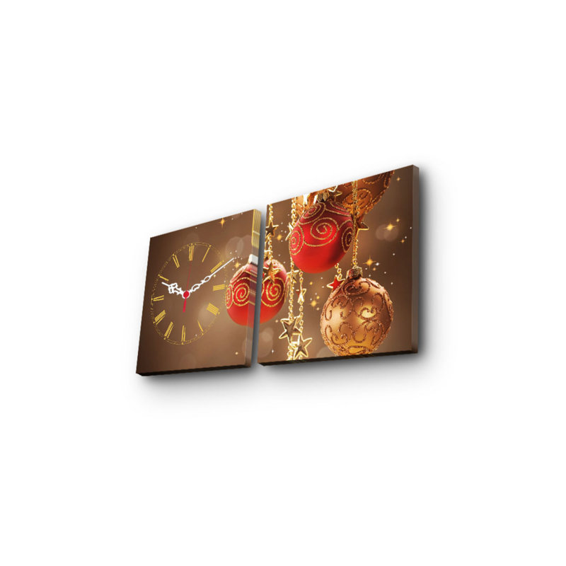 Horloge murale élégante en toile décorative (2 pièces), 23,6 po x 23,6 po | 100% toile de suède avec cadre 100% bois, épaisseur: 1,2 po | Décoration intérieure unique, parfaite pour les salons et les bureaux