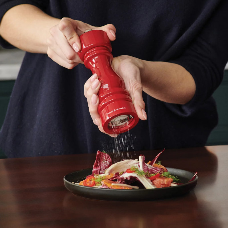 Beach Wood Pepper Mill, Red, 18" H x 6" W x 6" D