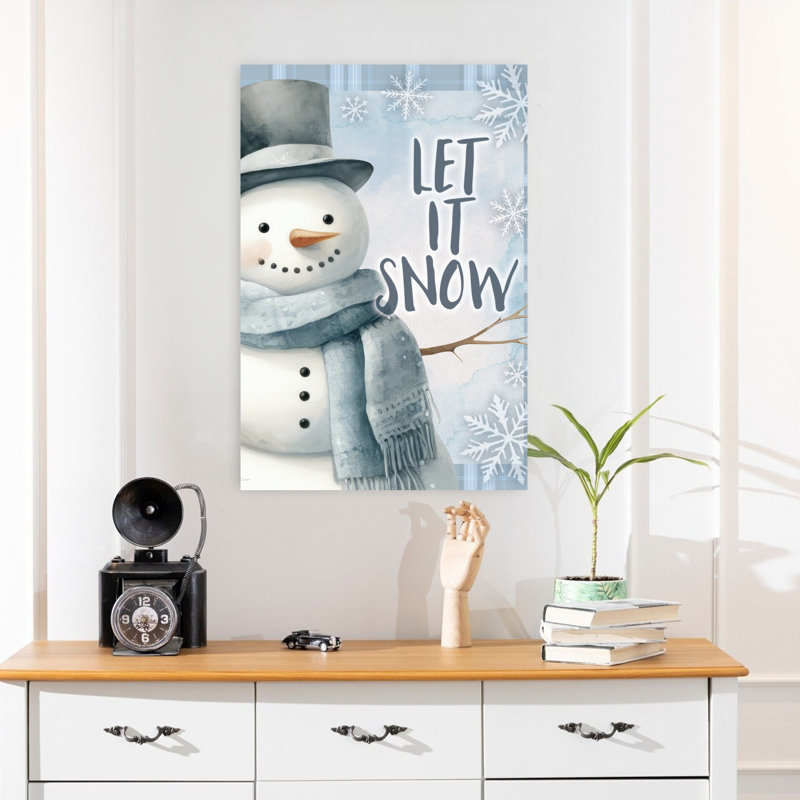 Let It Snow, art abstrait contemporain hivernal, H 24 po x l 16 po