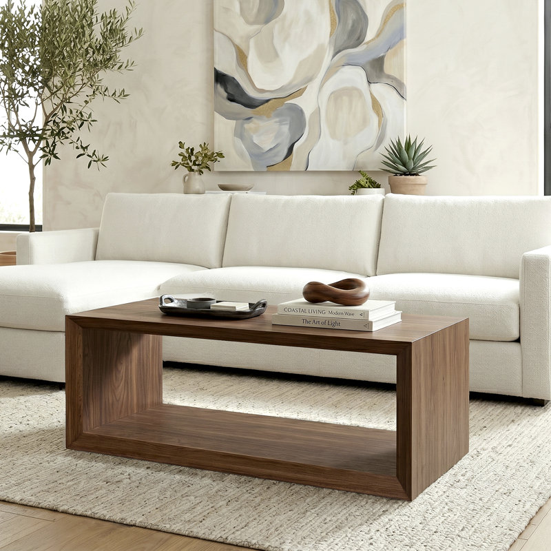 Wander Solid Coffee Table with Storage, 45.72cm H x 147.32cm W x 59.39cm D, Satin Walnut