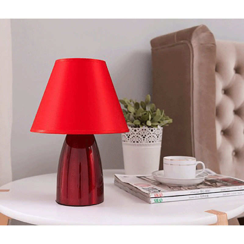 Andresen 11.5" Metal Base with Fabric Shade Table Lamp, Red