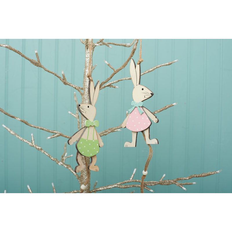 Ensemble d’ornement figurine suspendu lapin à saut 2 pièces