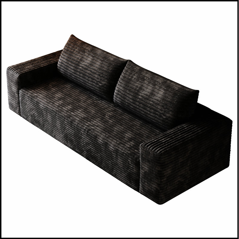 Canapé en velours côtelé de 71 pouces avec assise profonde, aucun assemblage requis, parfait pour les salons et les chambres