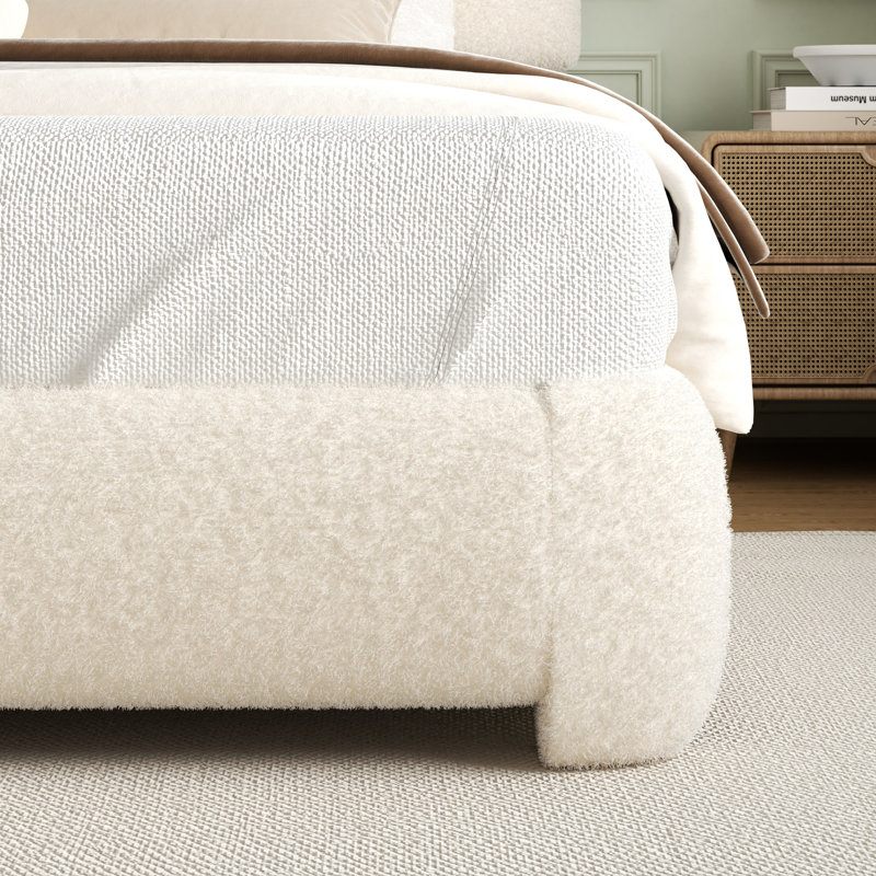 Base de lit tapissier Haden, Double , Beige