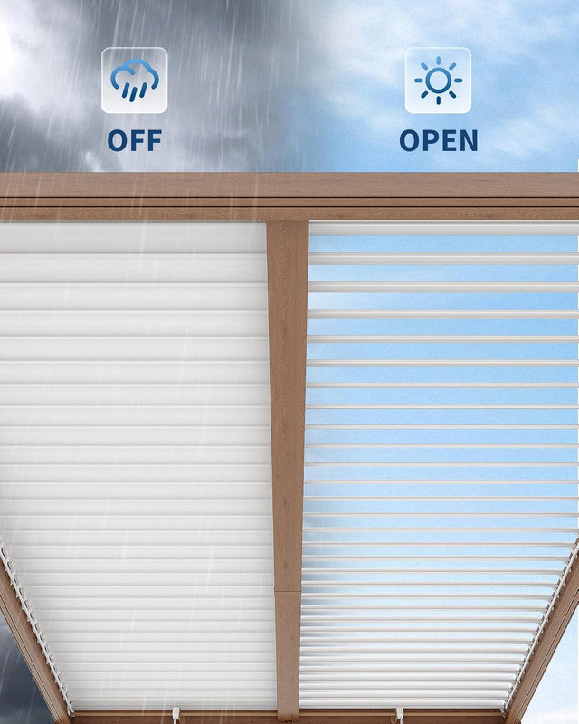 Louvered Pergola with Adjustable Roof, Premium Aluminum Frame & Drainage System for Patio, 88" H x 227.6" W x 119" D