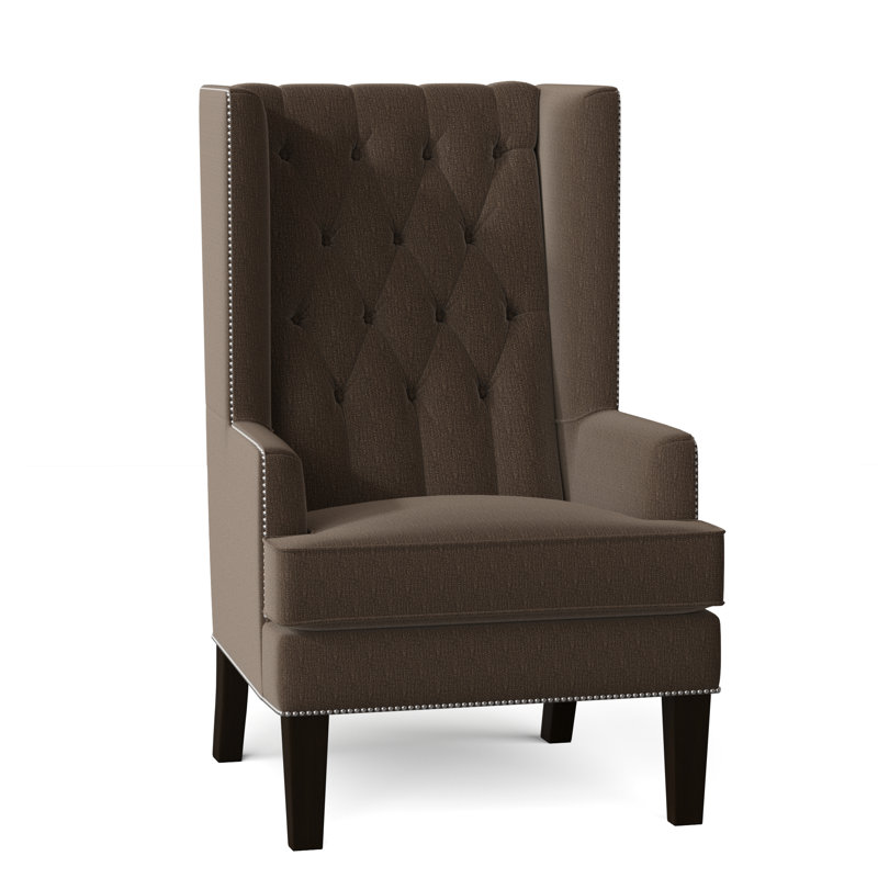 Searle Upholstered Wingback Chair, Natural, Key Mocha