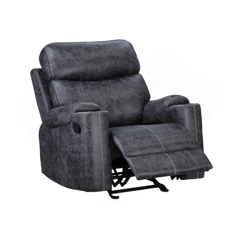 Fauteuil inclinable manuel en microfibre gris Hirah avec fonction porte-gobelet
