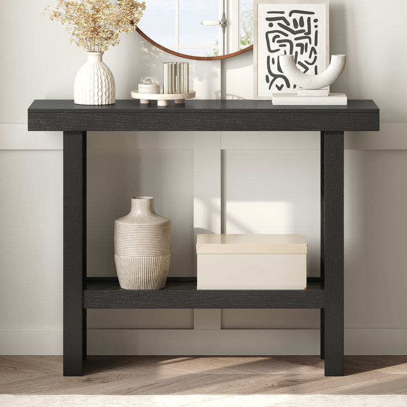 Console Herron Farmhouse avec rangement pour le couloir, table de canapé étroite derrière le canapé, tables de vestibule modernes pour l'entrée