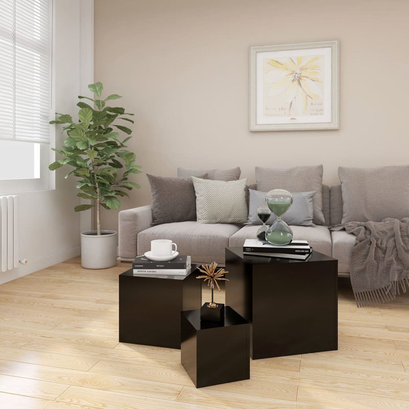 Gobind Block Nesting Tables, Black, Black