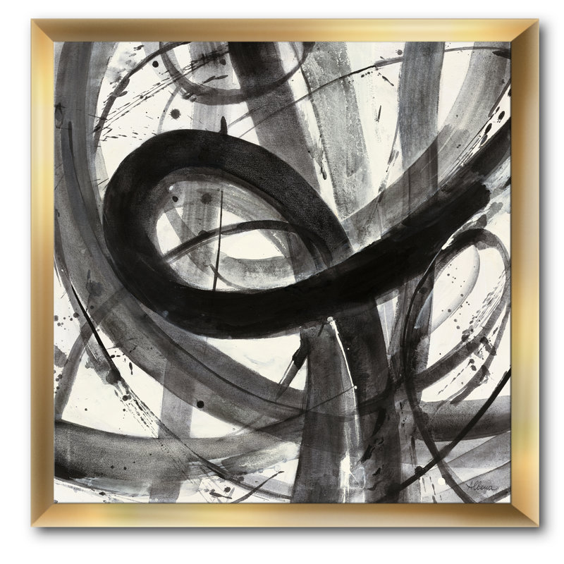 " Minimalistic Roller III ", Gold Framed, 16" H x 16" W x 1" D