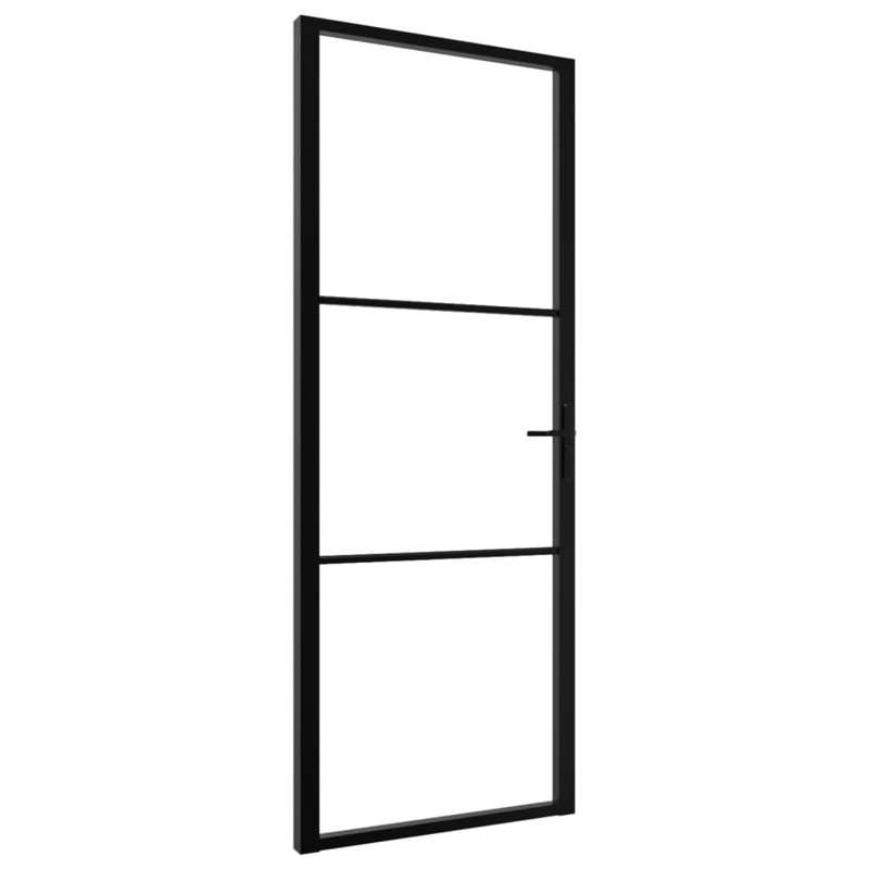 Porte intérieure en verre ESG et aluminium 29,9 po x 79,3 po noir, 29,9 po x 79,3 po, Noir / transparent