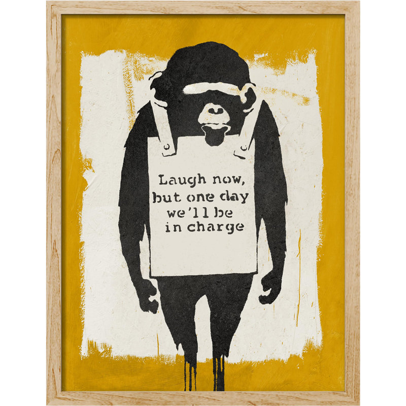 «Banksy Smile Girl Graffiti» sur papier, Naturel, H 16 po x l 12 po