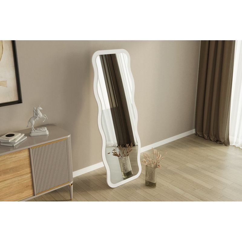 Modern Wall-Mounted Mirror, 50 x 160 x 0 cm, 100% MDF, Eco-Friendly Flotal-E Design, Natural Finish, Sleek and for Home Decor, For Entryways, Living Rooms, and Bedrooms