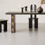 Table de salle à manger en bois massif noir rétro-106686642
