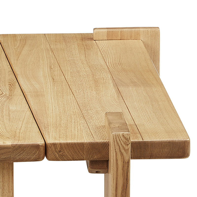 Solid Ash Wood Coffee Table, Minimalist Medieval Style, Natural Wood Grain, Brown
