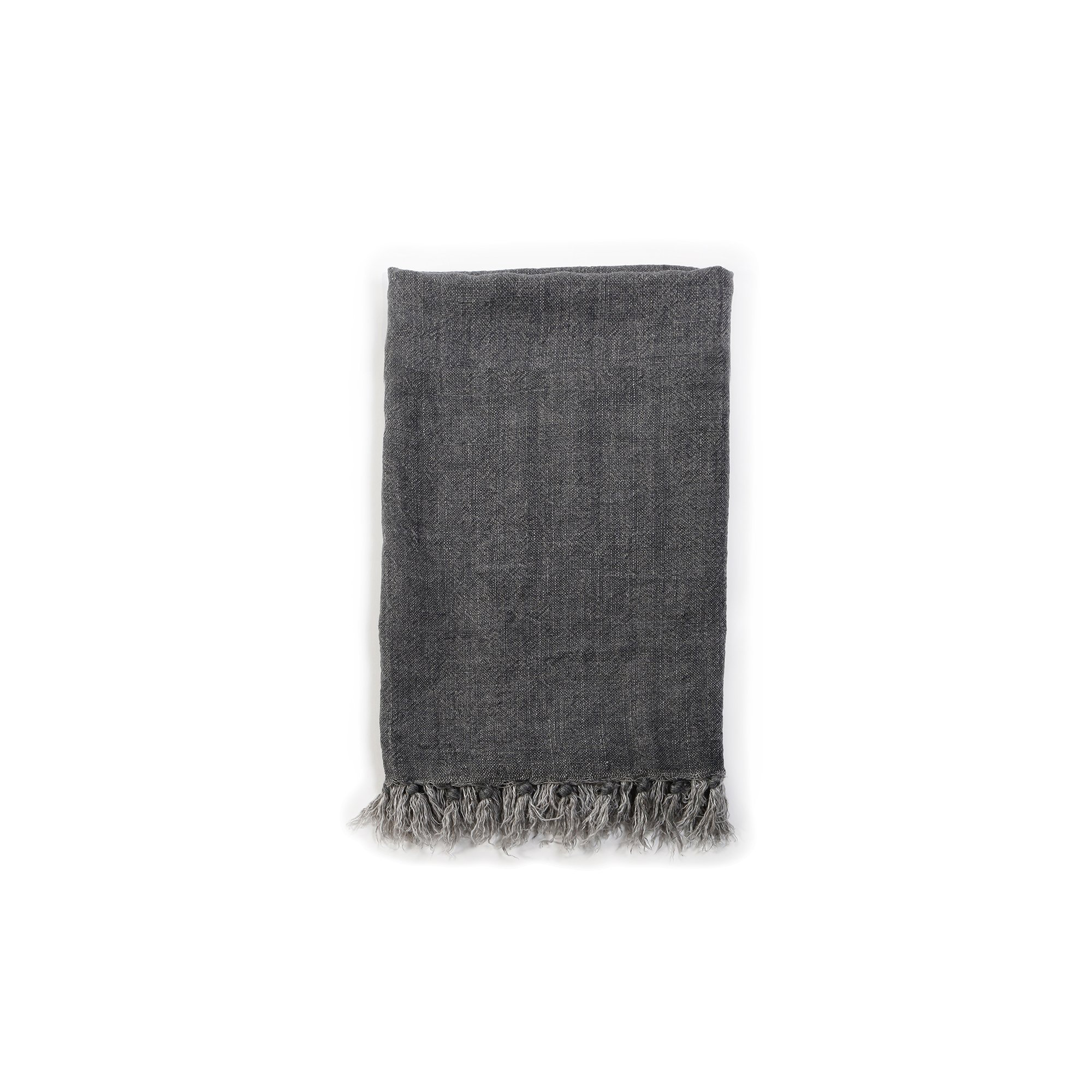 Montauk Linen Hand Woven Throw Blanket, Charcoal, 50" W x 60" L