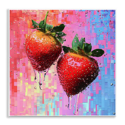 «Lush Strawberries with Water Drip», plaque murale par LSR Creative Studio