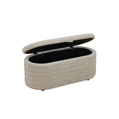 Repose-pieds de 44 po en chenille brun clair clair avec rangement dissimulé, capacité de 250 lb