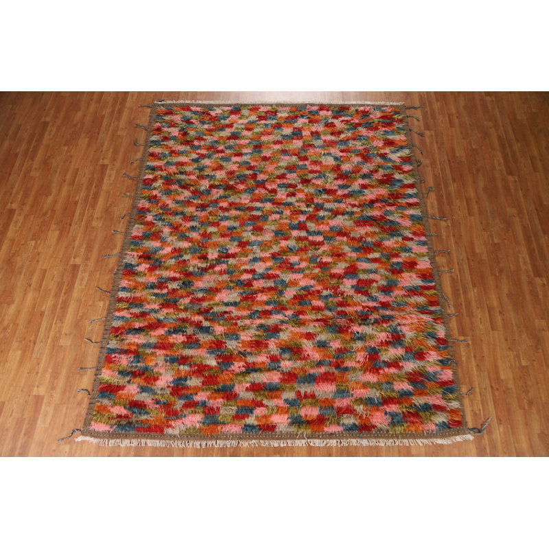 Tapis marocain à carreaux noué à la main berbère 8 x 10