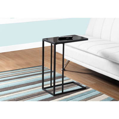 Black Tempered Glass Snack Table With Contemporary Design And Metal Construction, Suiting Any Lifestyle Accent Modern Support, Enhancing Living Spaces