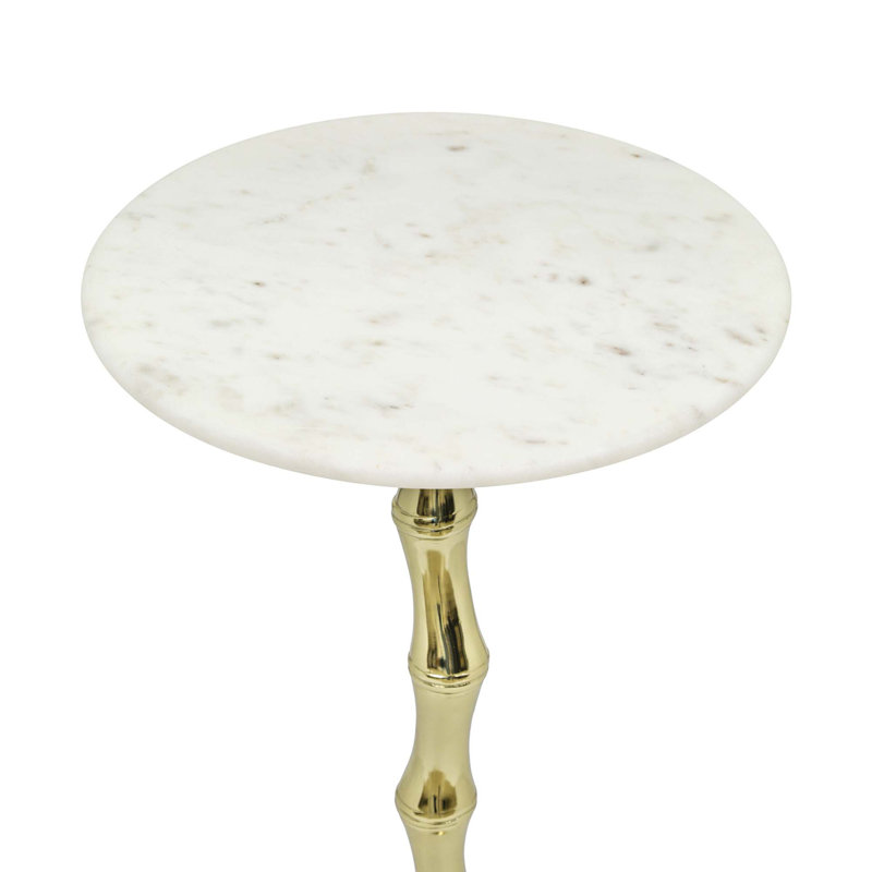 Table d'appoint élégante avec dessus en marbre d'inspiration bambou