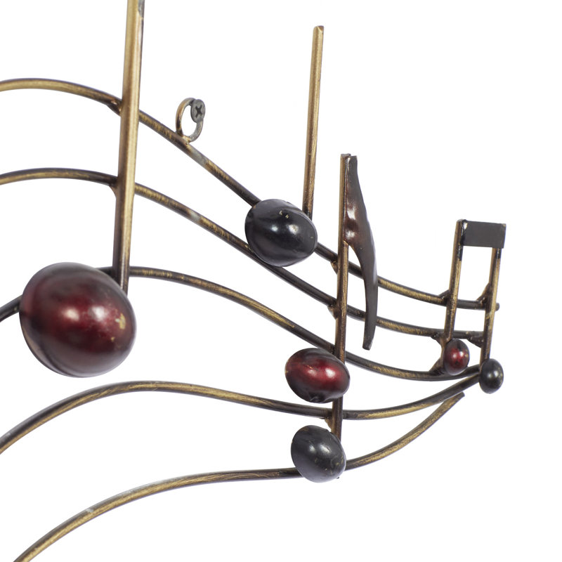 Metal Wall Decor Musical Notes in Brown Metal with Gold Details