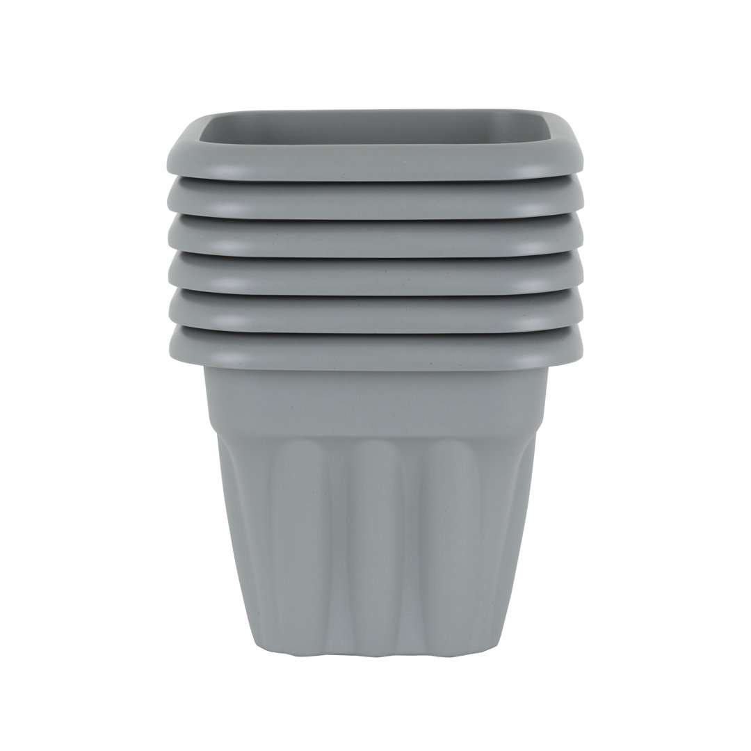 Wham Vista 25cm Square Planter Pack of 6 Upcycle Grey