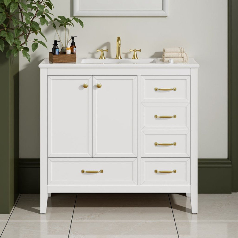 Meuble-lavabo de salle de bain 36 po avec lavabo Elegant Design, Blanc