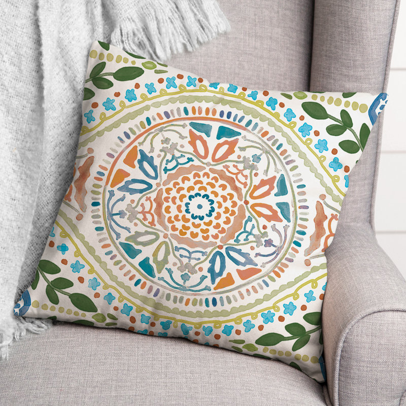 Housse et insert de coussin extérieur d'extérieur, Orange, Floral 1