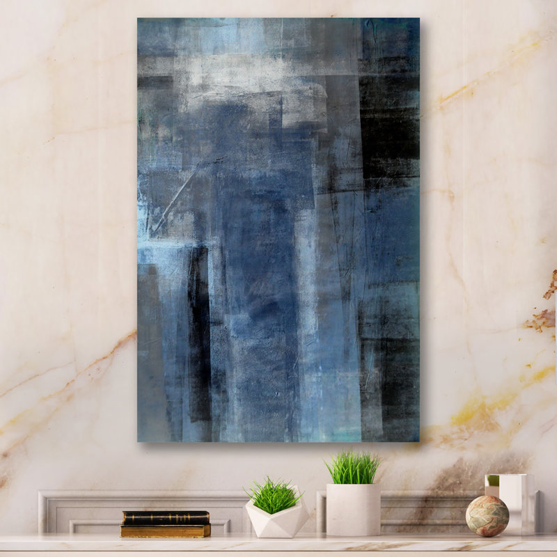 «Blue Meets Gray Abstract Art II», décoration murale moderne et contemporaine sur toile