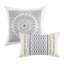 Édredon double / grand imprimé en coton - blanc / bleu marine avec 2 taies décoratives en chenille-128135053-128135051