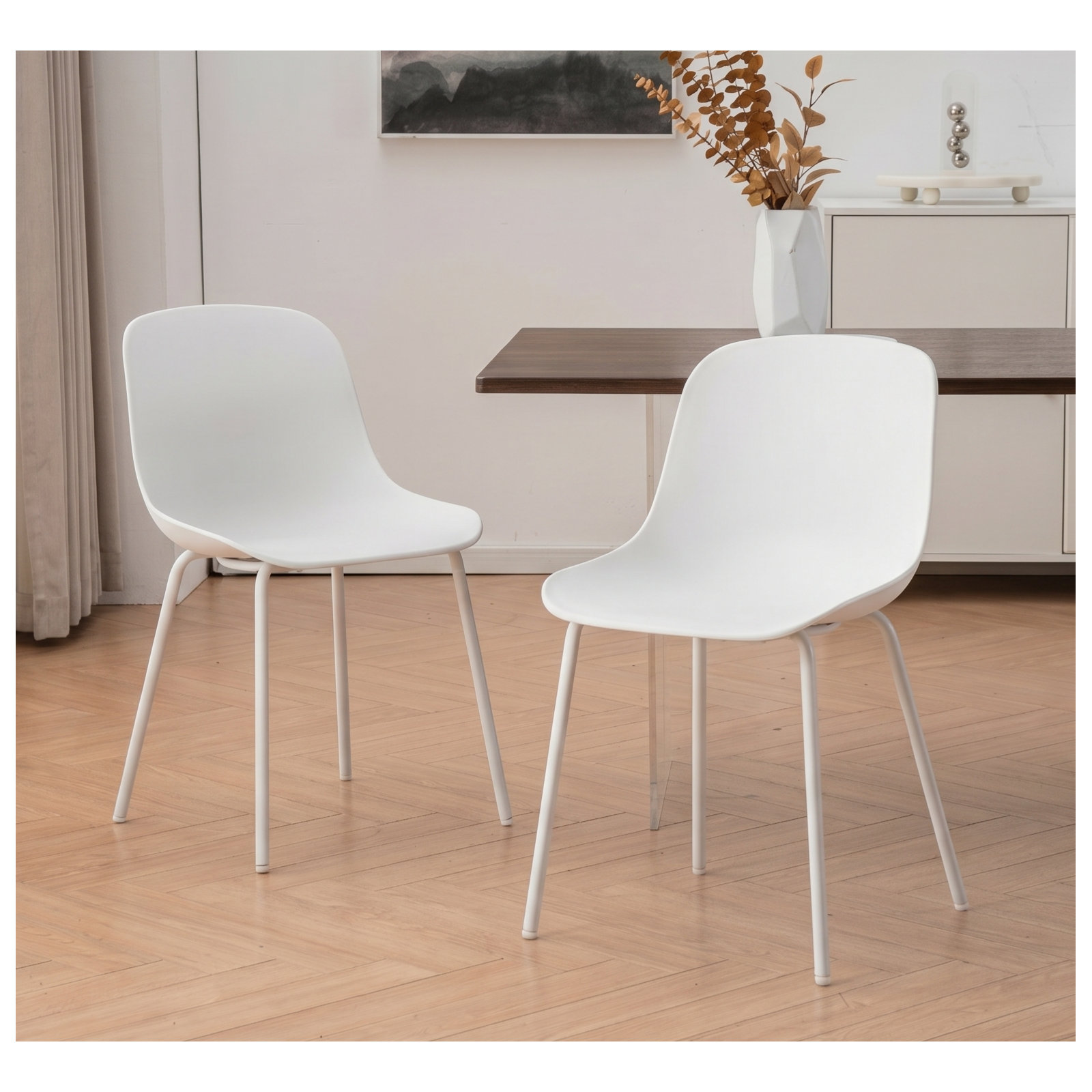 Meli Armless Dining Chairs, White