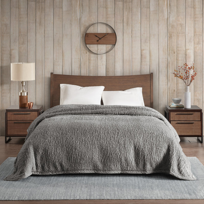 Burlington Berber Cozy Soft Blanket, Twin, Gray