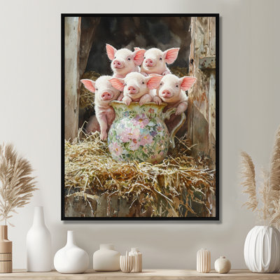 Guertin Milk And Pigs Portrait At The Barn II - Pig Framed Art