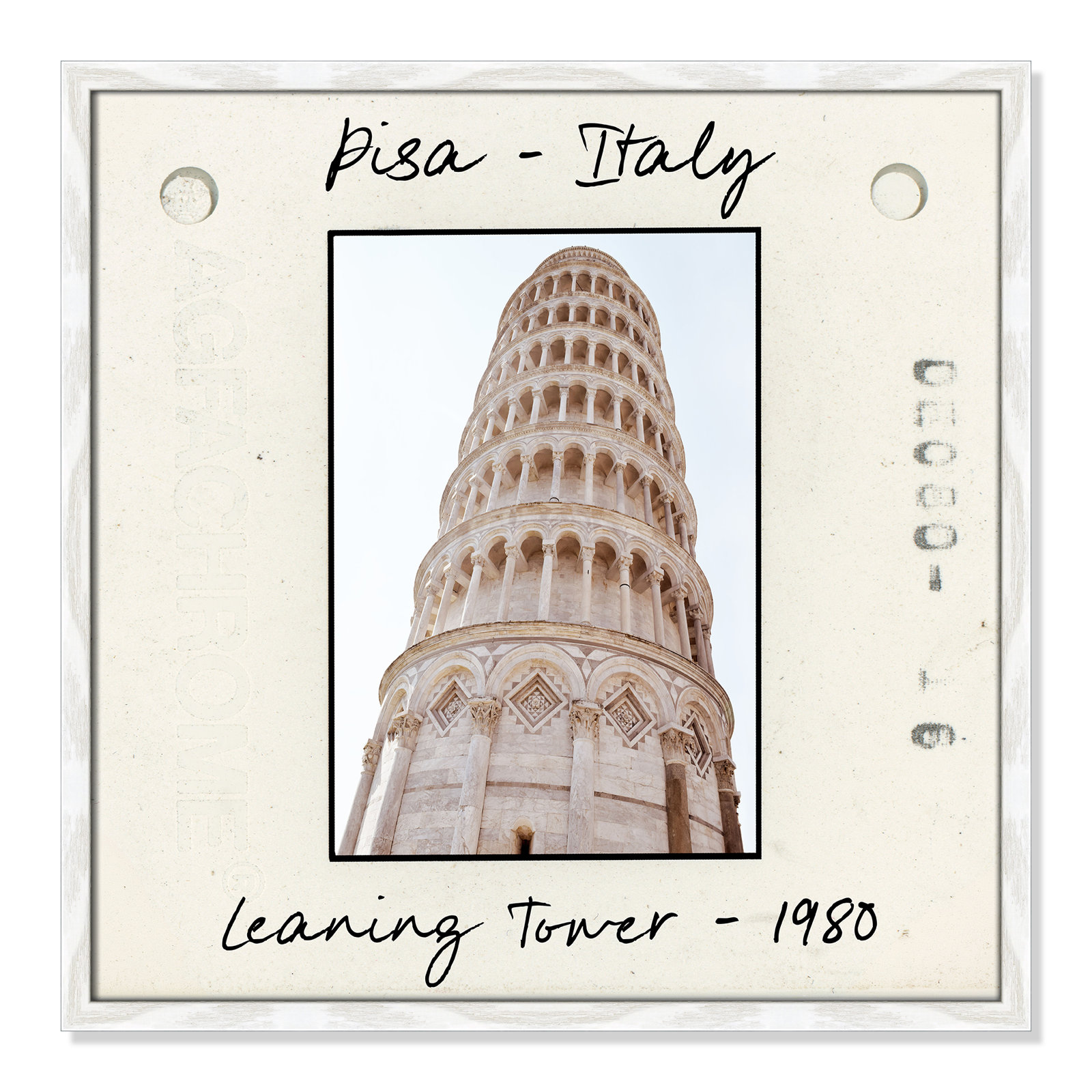 Ritona "Pisa, Italy - Leaning Tower" Print, White Single Picture Framed Paper, 23.5" H x 23.5" W x 0.75" D
